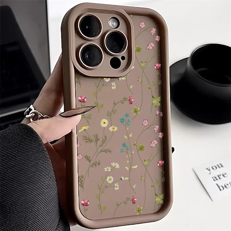 Blomster Telefoncover Til iPhone 13, 11, 12, 14, 15, 16, 17, 8, 7 Plus, XR, SEMed Stødsikker Design
