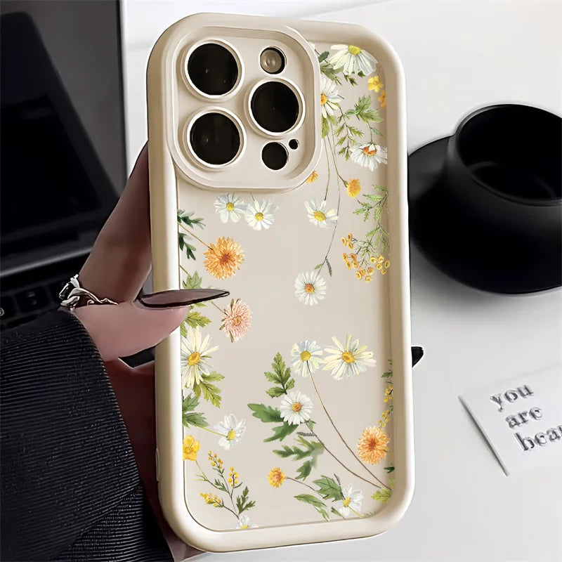 Blomster Telefoncover Til iPhone 13, 11, 12, 14, 15, 16, 17, 8, 7 Plus, XR, SEMed Stødsikker Design