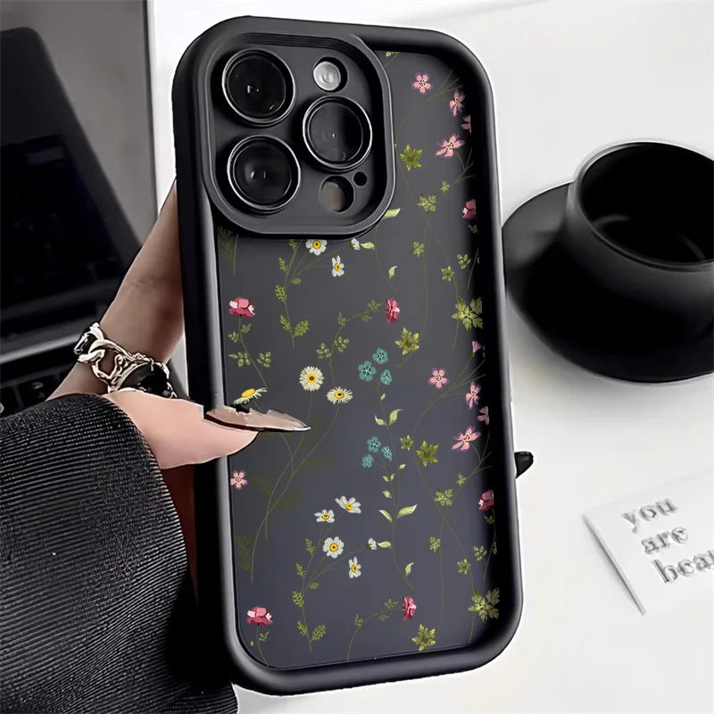 Blomster Telefoncover Til iPhone 13, 11, 12, 14, 15, 16, 17, 8, 7 Plus, XR, SEMed Stødsikker Design