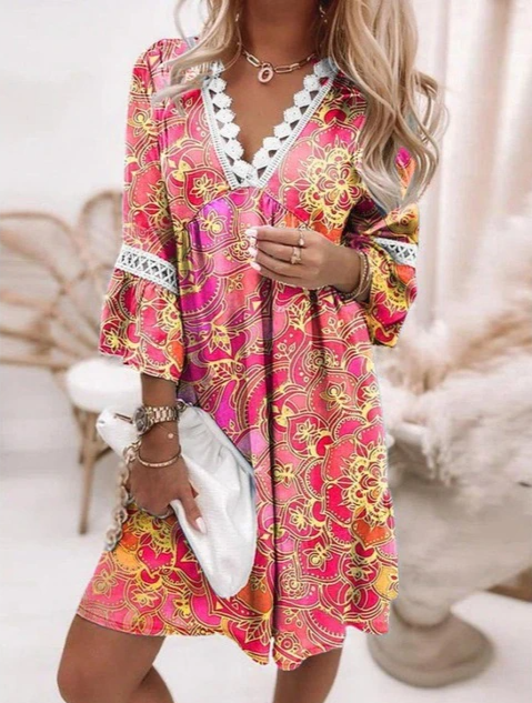 Afslappet Kjole med Broderier til Kvinder | Ideel til Sommer og Strandferie