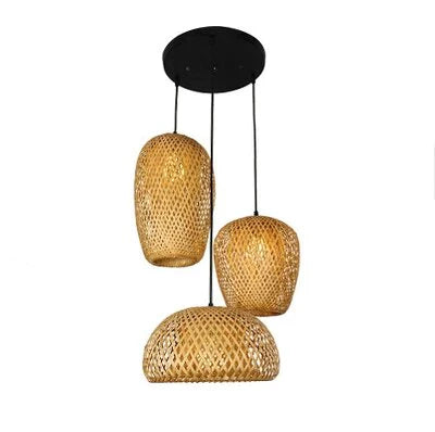 Boho Hængelampe i Rattan til Stue og Soveværelse