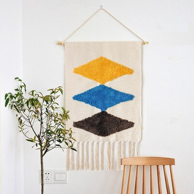 Boho Håndvævet Gobelin med Kvaster