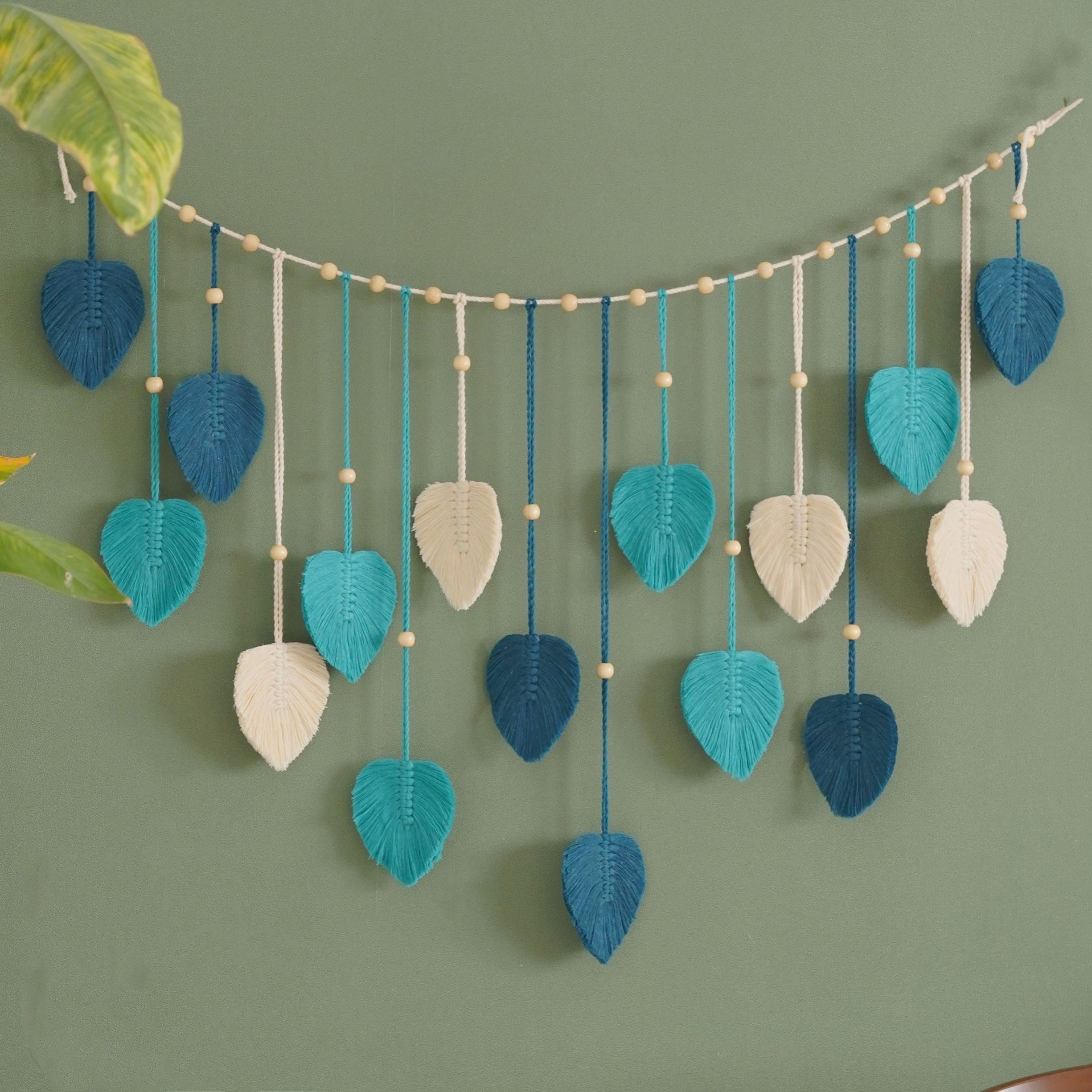 Boho Macrame Leaves Garland til Indretning