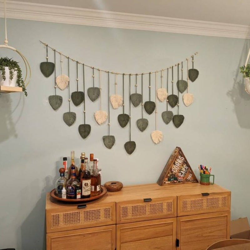 Boho Macrame Leaves Garland til Indretning