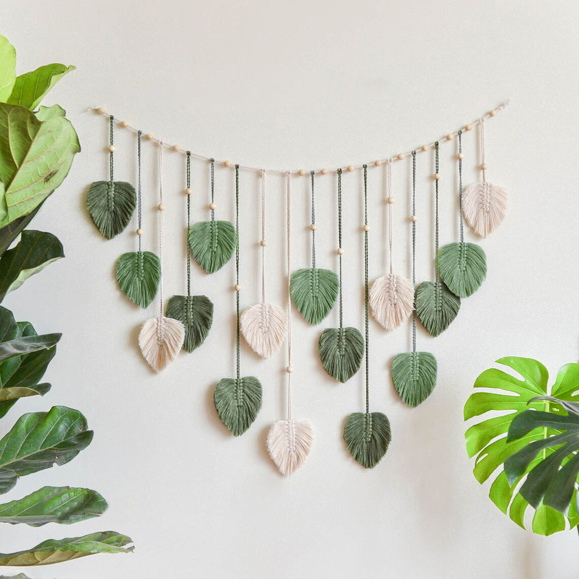 Boho Macrame Leaves Garland til Indretning
