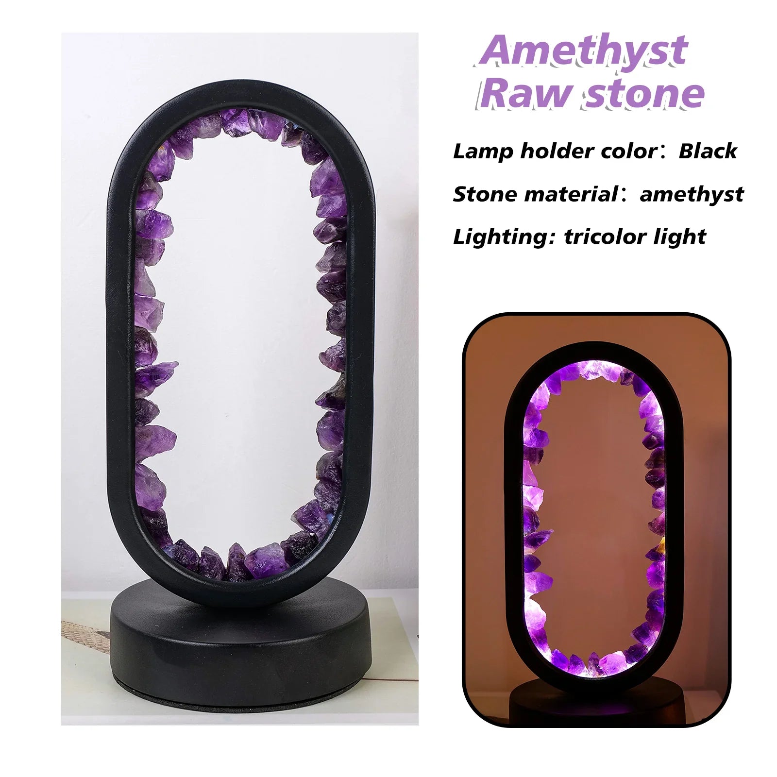 Bordlampe Ametyst Håndlavet Med Blød Belysning