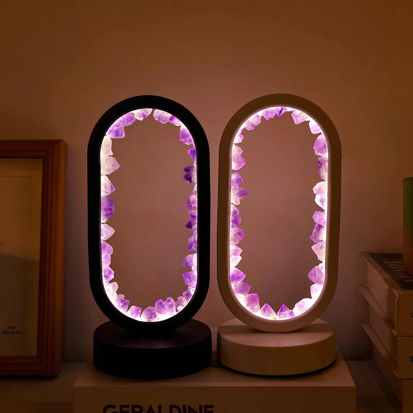 Bordlampe Ametyst Håndlavet Med Blød Belysning