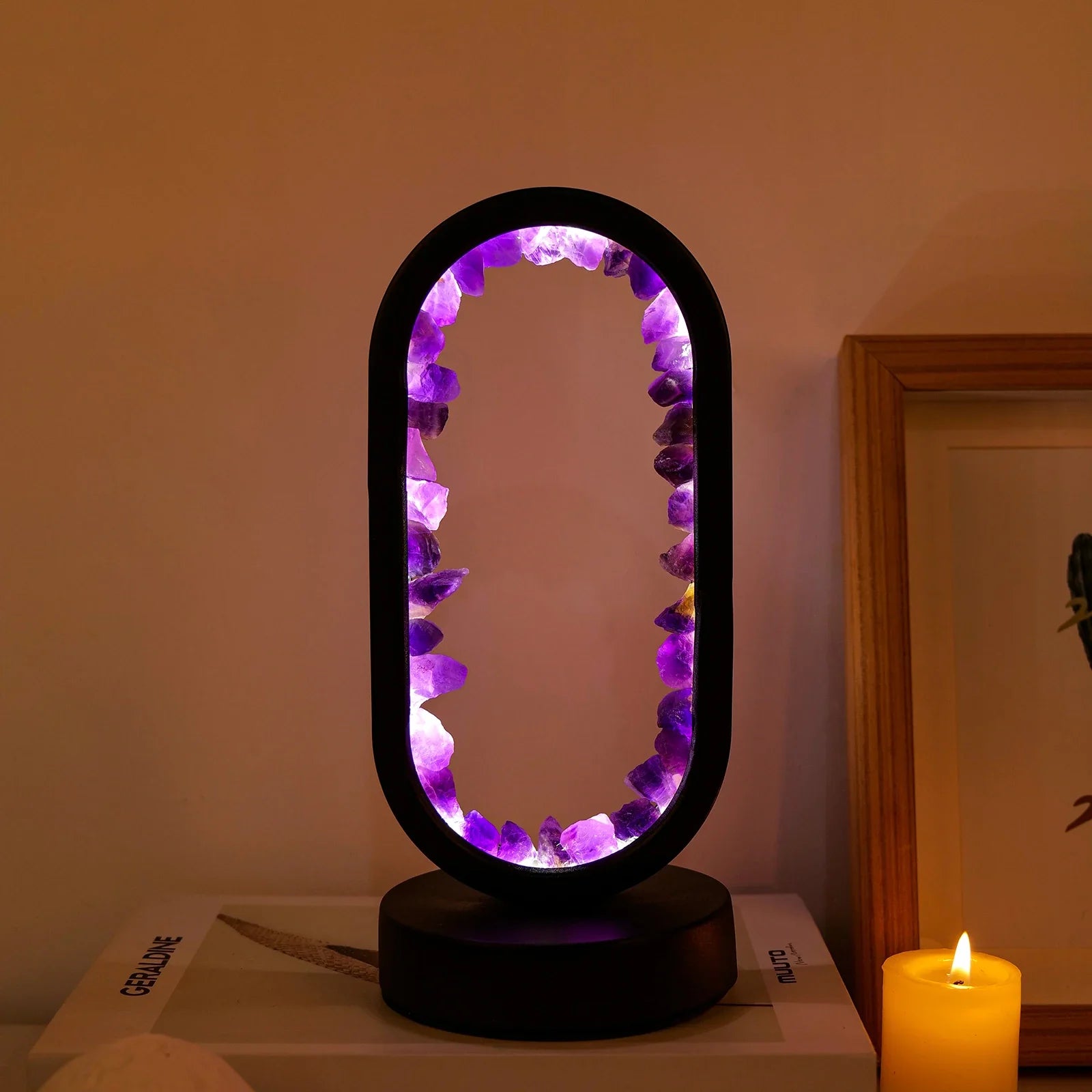 Bordlampe Ametyst Håndlavet Med Blød Belysning