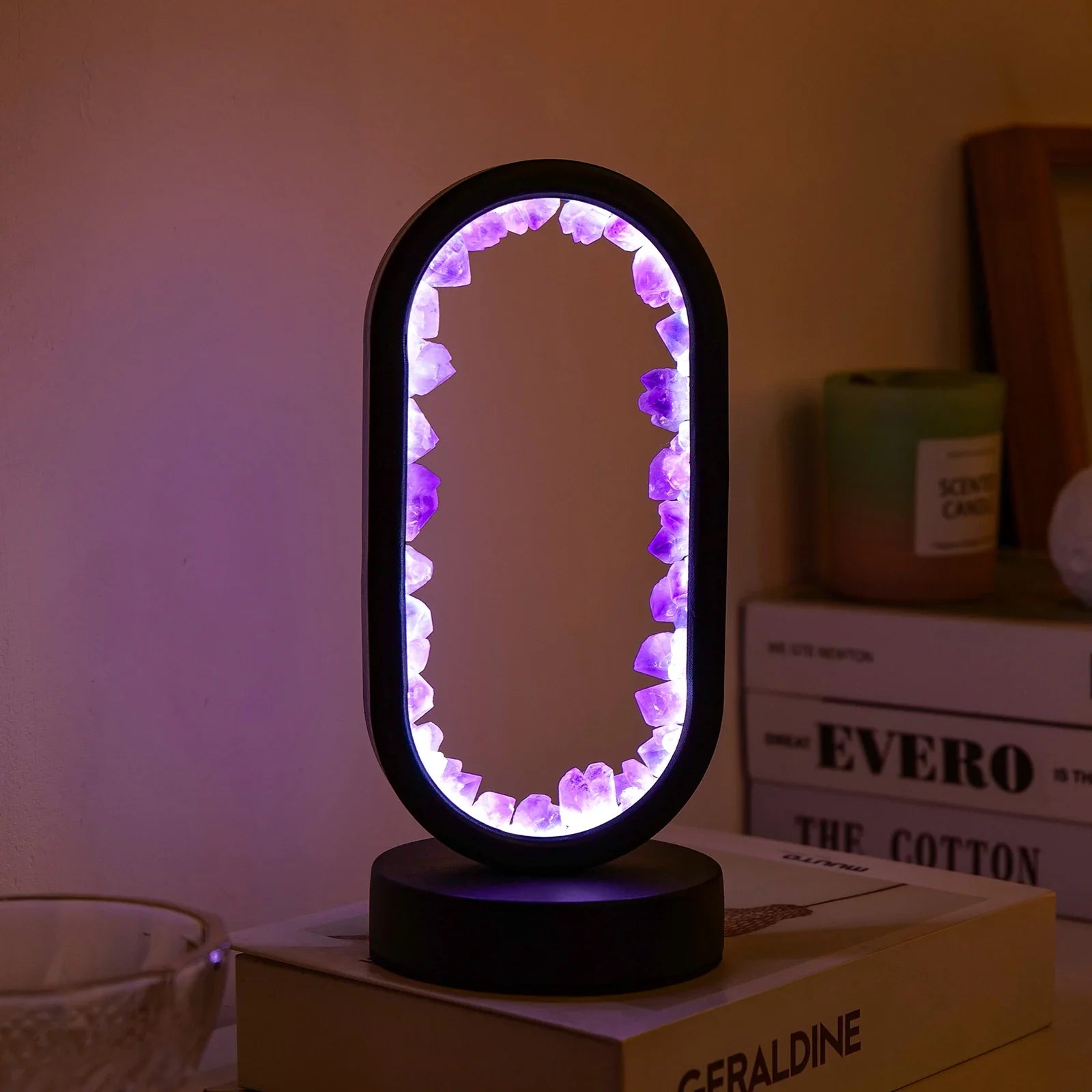 Bordlampe Ametyst Håndlavet Med Blød Belysning