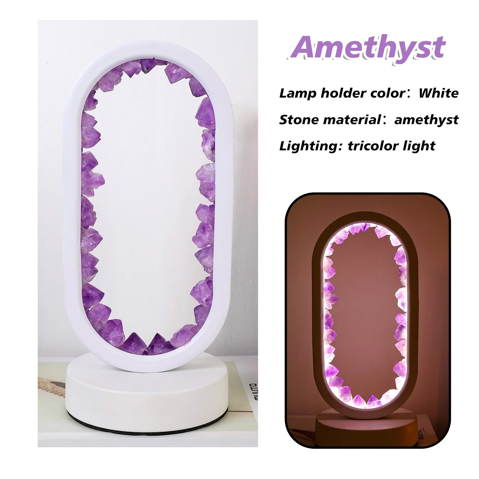 Bordlampe Ametyst Håndlavet Med Blød Belysning