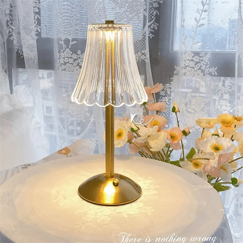 Bordlampe Trådløs med Krystal Dekor