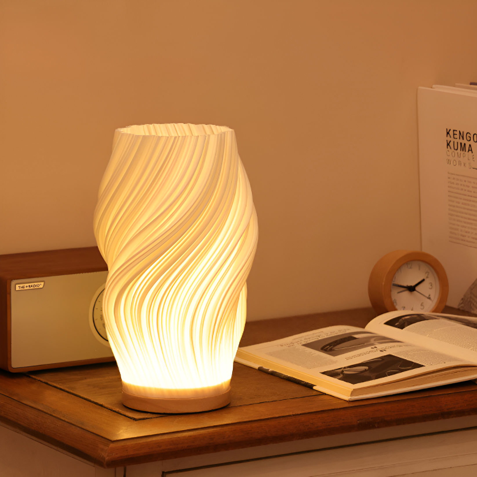 Bordlampe med 3D Bølgeeffekt til Stue og Soveværelse Moderne Design