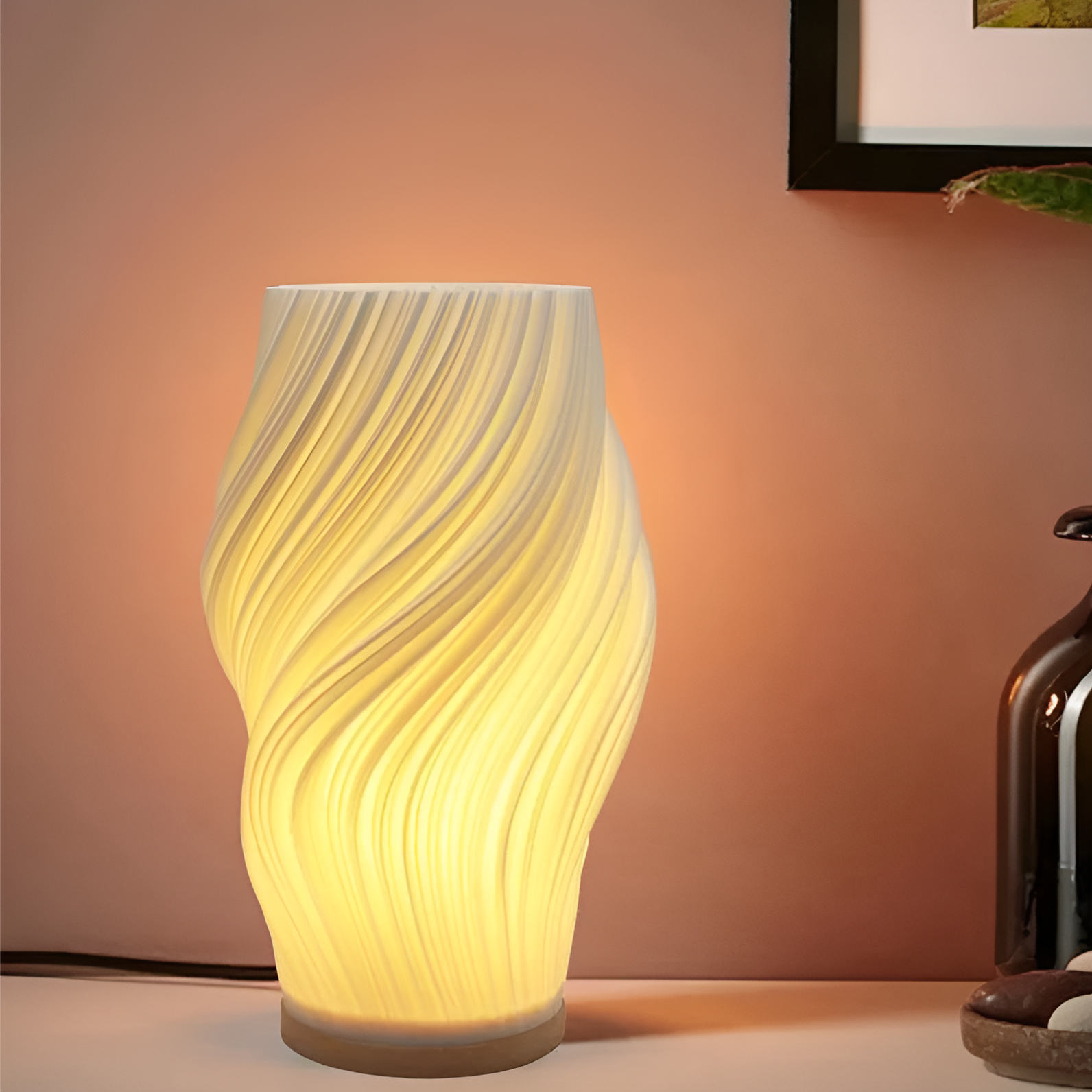 Bordlampe med 3D Bølgeeffekt til Stue og Soveværelse Moderne Design