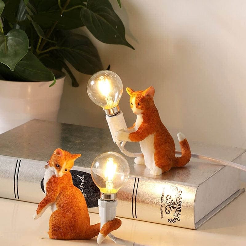 Bordlampe med Kattefigur Dekorativ Stil