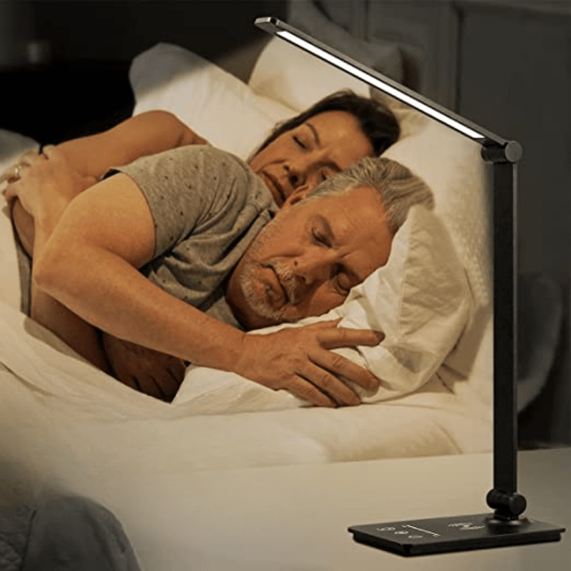 Bordlampe med Trådløs Opladning og Justerbar Lysstyrke