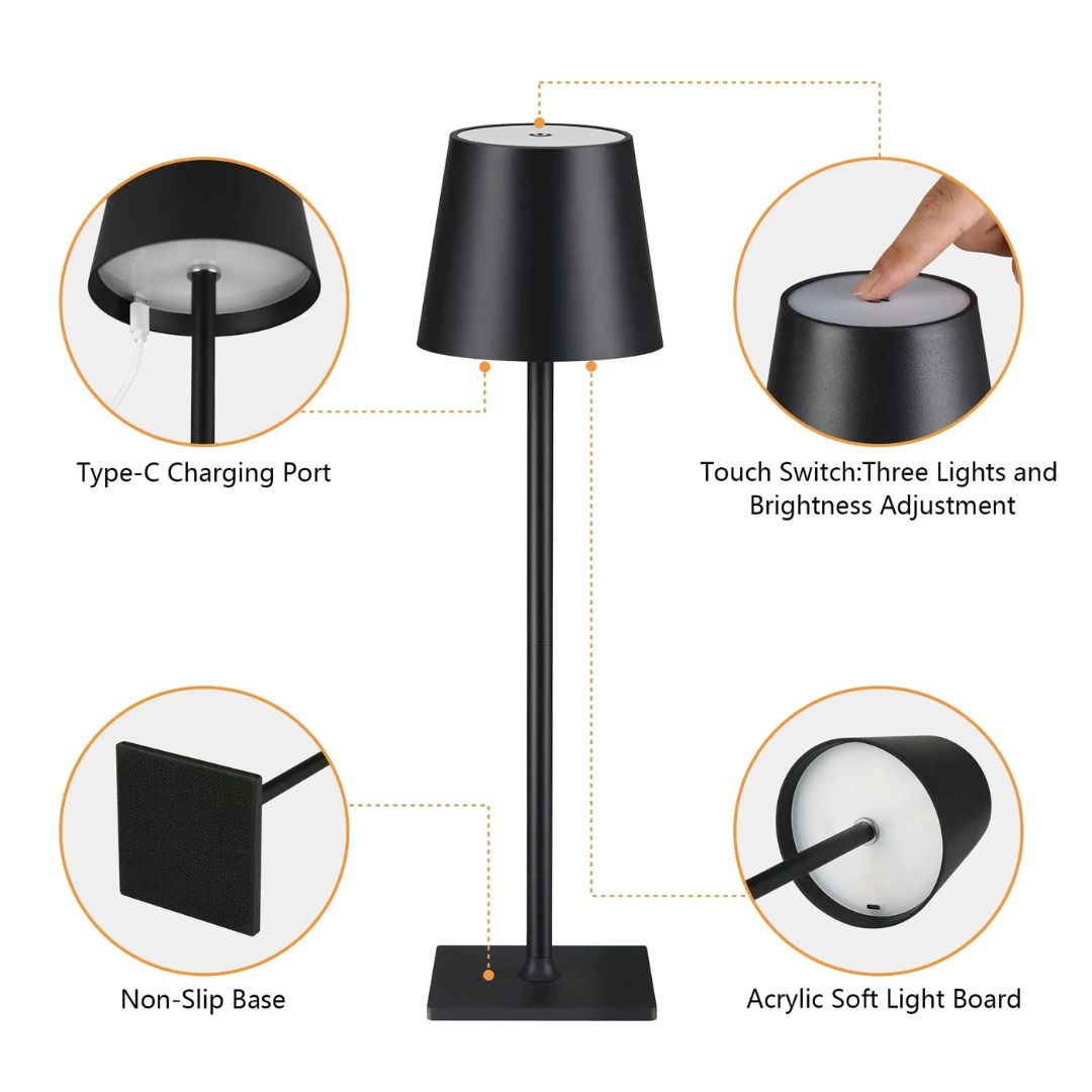 Bordlampe med USB-opladning og moderne design
