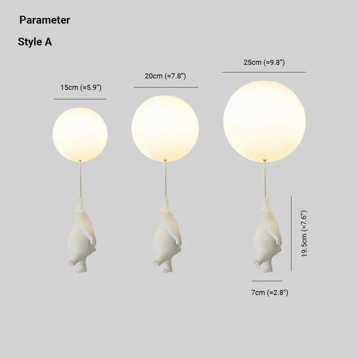 Børnelampe Hænge med Bjørn og Ballon Design