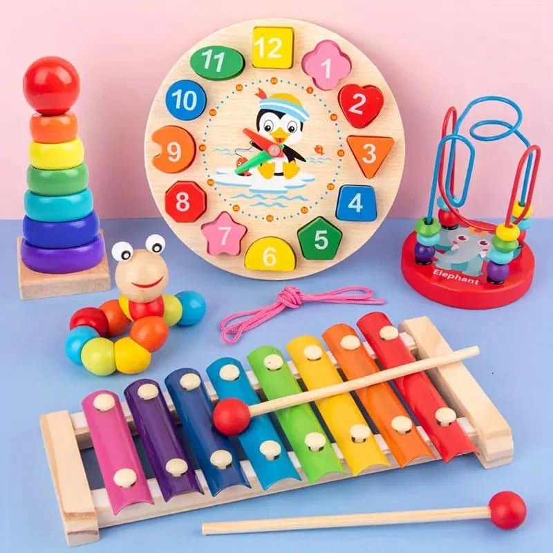 Børns 5-i-1 Montessori Legetøj Sæt til Kreativ Leg og Tidlig Udvikling