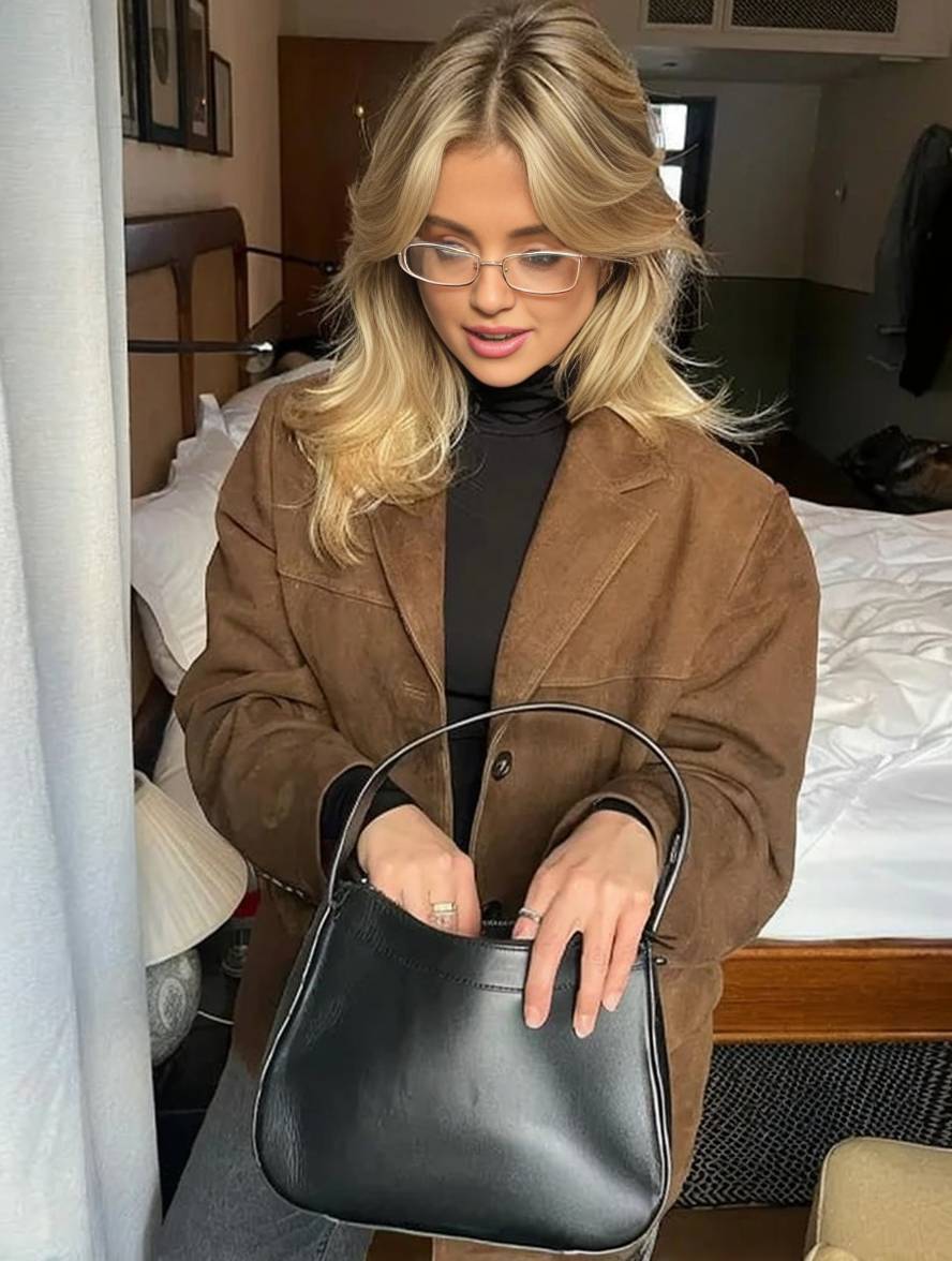 Chelsey Kvinders Suede Jakke Vintage – Løs Pasform, Elegant & Praktisk med Lommer