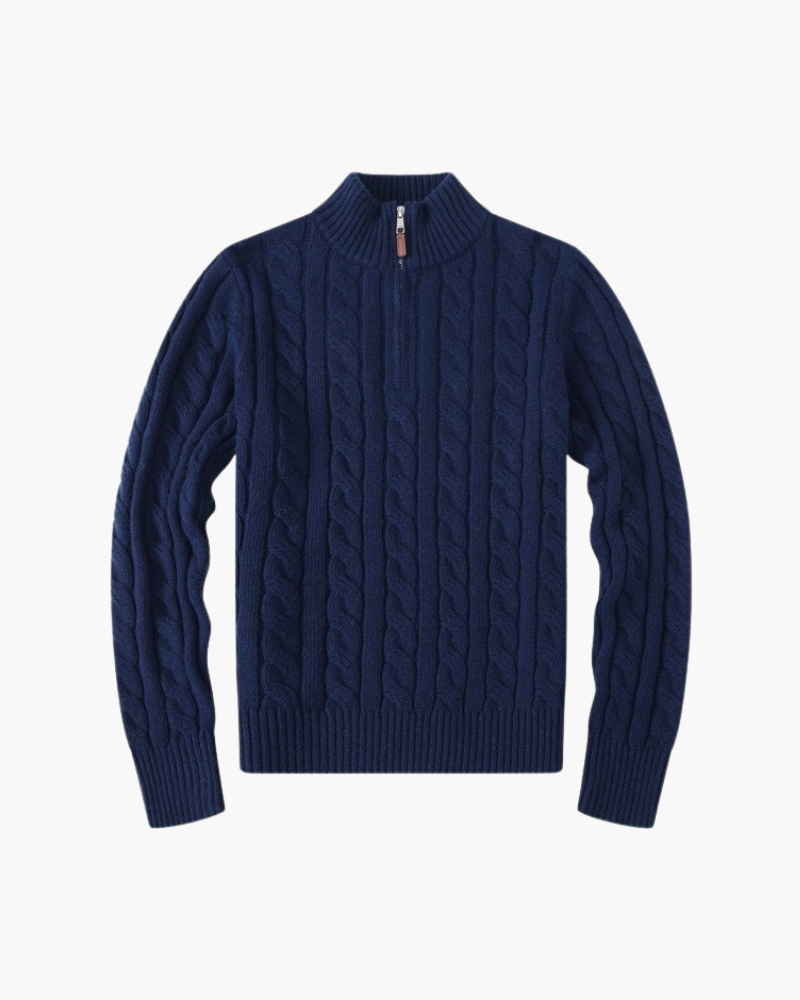 Cardigan Til Herre Zip-Up I Blødt Bomuld Med Høj Krave