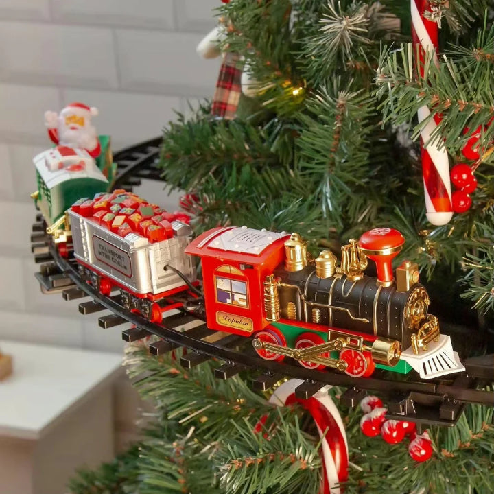 KerstExpress Træbane – Kørende Julebane med Lys, Lyd og Træmontering