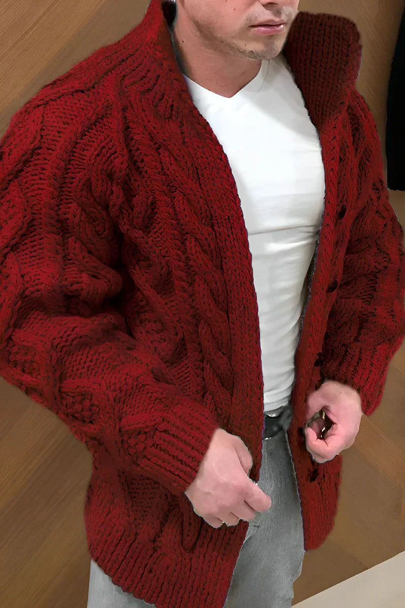 Trevor Herre Vest – Kabelstrikket Cardigan med Oversized Pasform & Tidløst Design