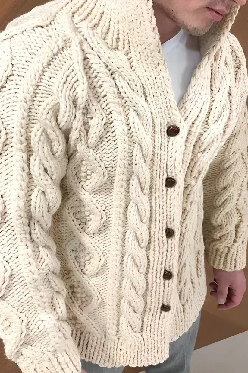 Trevor Herre Vest – Kabelstrikket Cardigan med Oversized Pasform & Tidløst Design