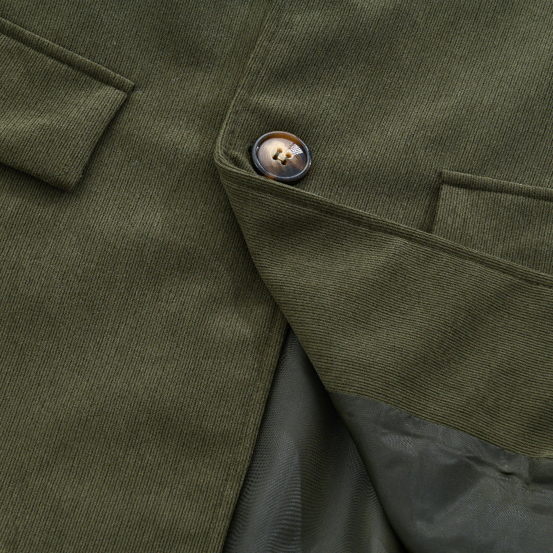 Emerson Herre Corduroy Velvet Frakke – Slim Fit med Stå-Op Krave & Elegante Lommer