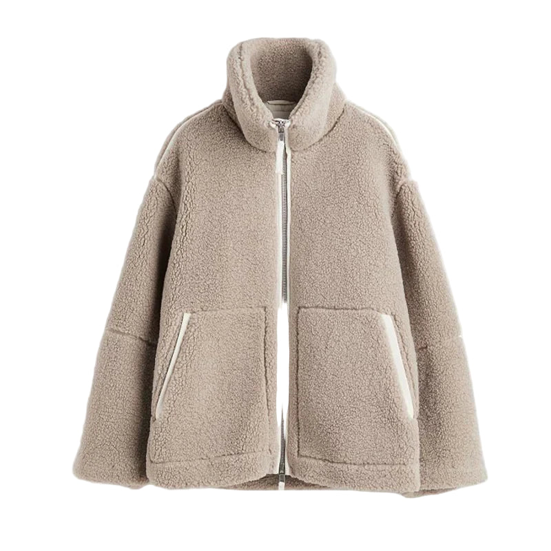 Kvinder Jacka Oversized Patchwork Design