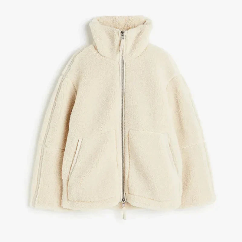 Kvinder Jacka Oversized Patchwork Design