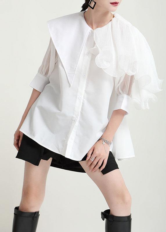 Kvinders Asymmetrisk Design Bluse med Halve Ærmer