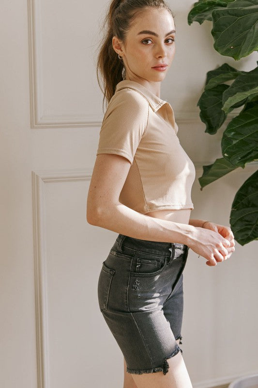 Kvinders Bermuda Shorts Høj Talje Sort