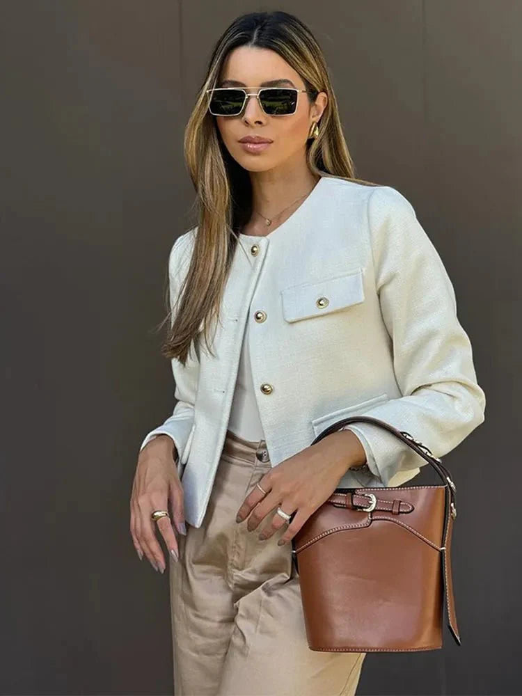 Kvinders Blazer Skræddersyet Tweed Stil