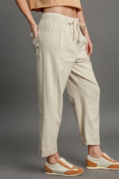 Kvinders Bukser Drawstring Elastisk Talje Linnen Blend Casual Style