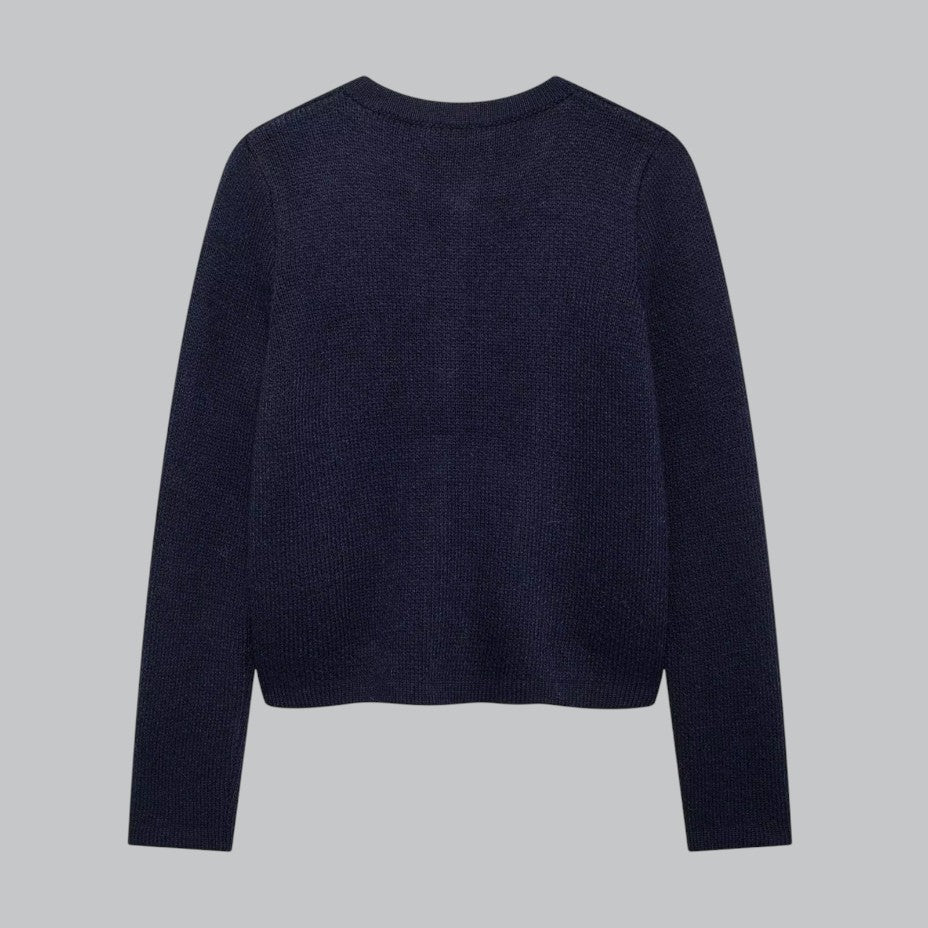 Kvinders Cardigan Med Guld Knapper Stilfuld Design