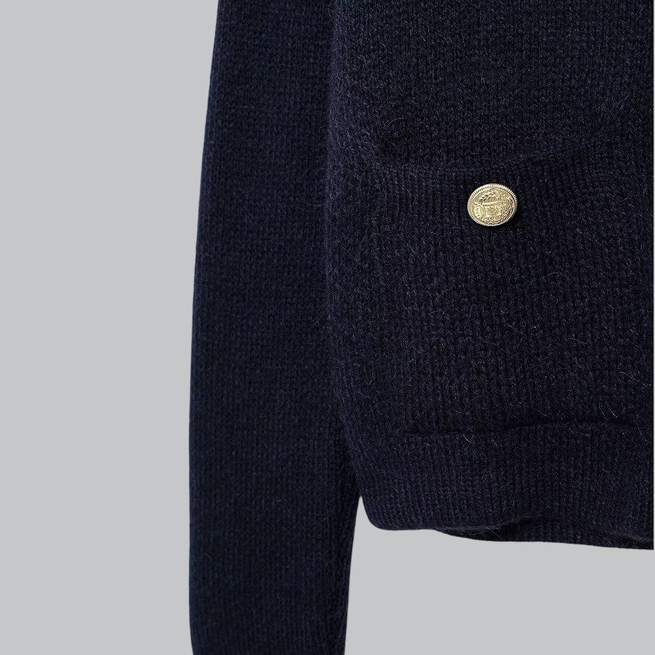 Kvinders Cardigan Med Guld Knapper Stilfuld Design