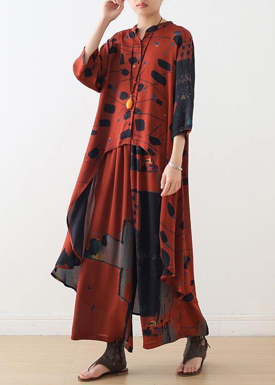 Kvinders Chiffon Sæt med Lang Krave og Tyndt Design
