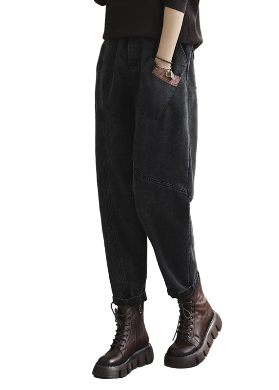 Kvinders Denim Bukser med Elastisk Talje og Lommer