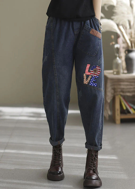 Kvinders Denim Bukser med Elastisk Talje og Lommer