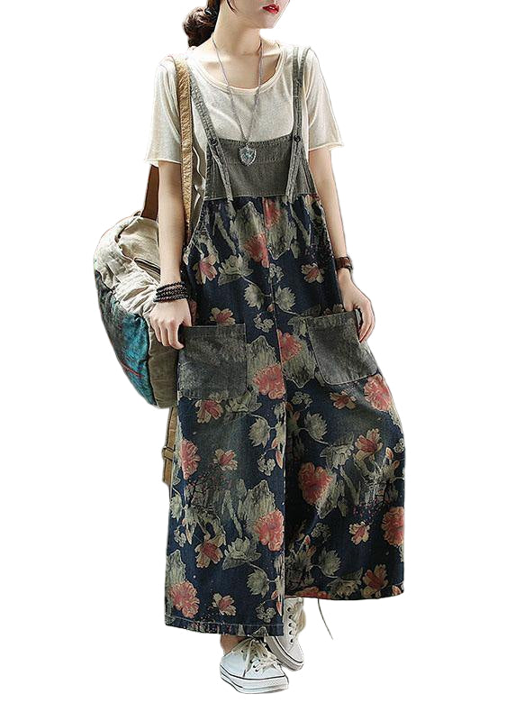 Kvinders Denim Romper med Patchwork Design
