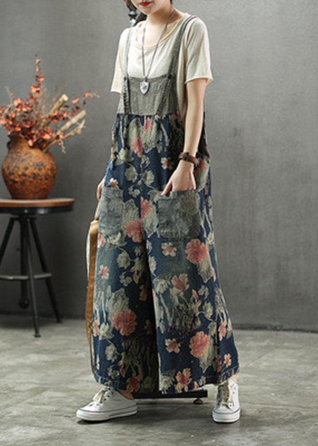 Kvinders Denim Romper med Patchwork Design