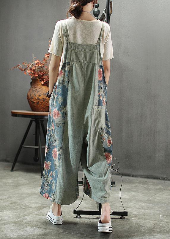 Kvinders Denim Romper med Patchwork Design