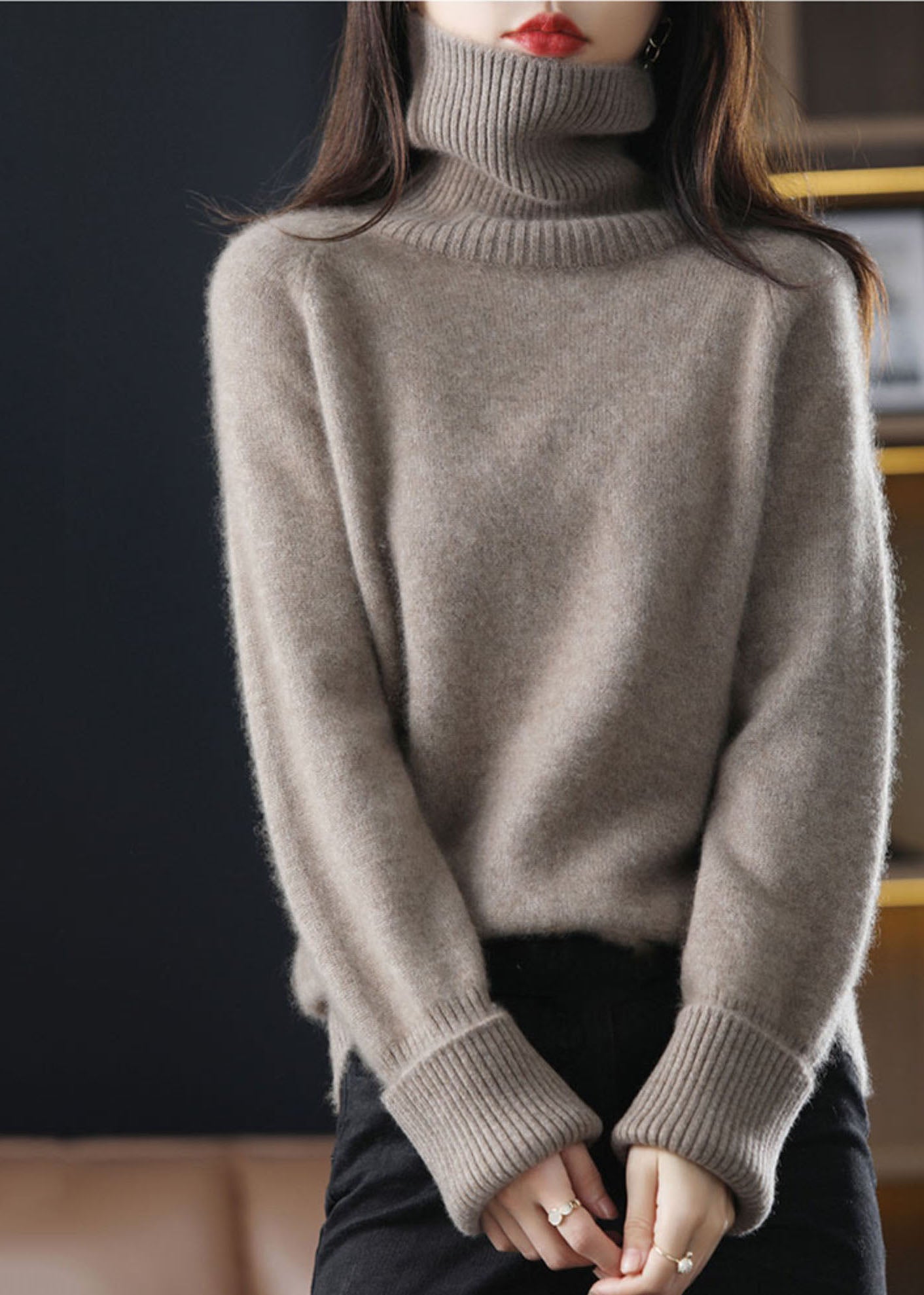 Kvinders Høj Hals Strik Sweater
