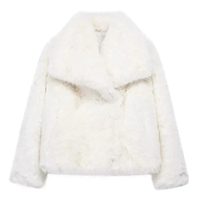 Dame Jakke Kort Fluffy Stil Moderne Design