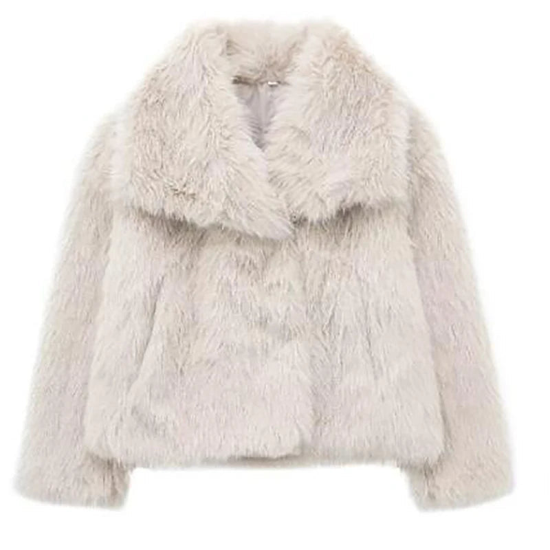 Dame Jakke Kort Fluffy Stil Moderne Design