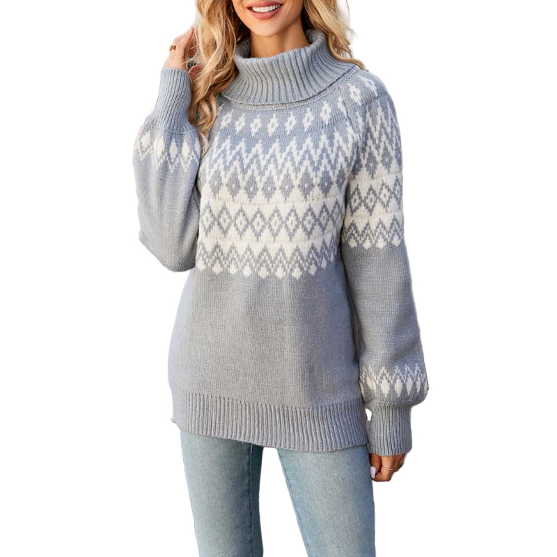 kvinder Strikket Sweater med Høj Krave