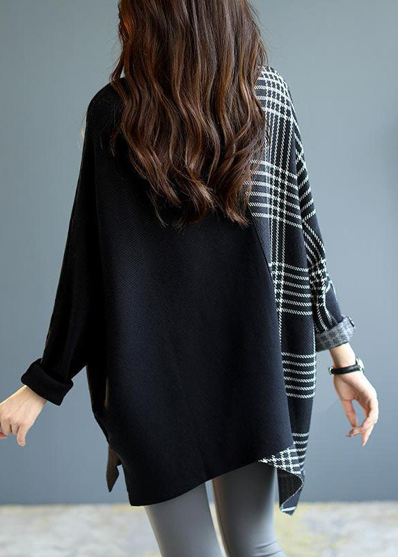 kvinder Striktrøje Asymmetrisk Patchwork Plaid Design