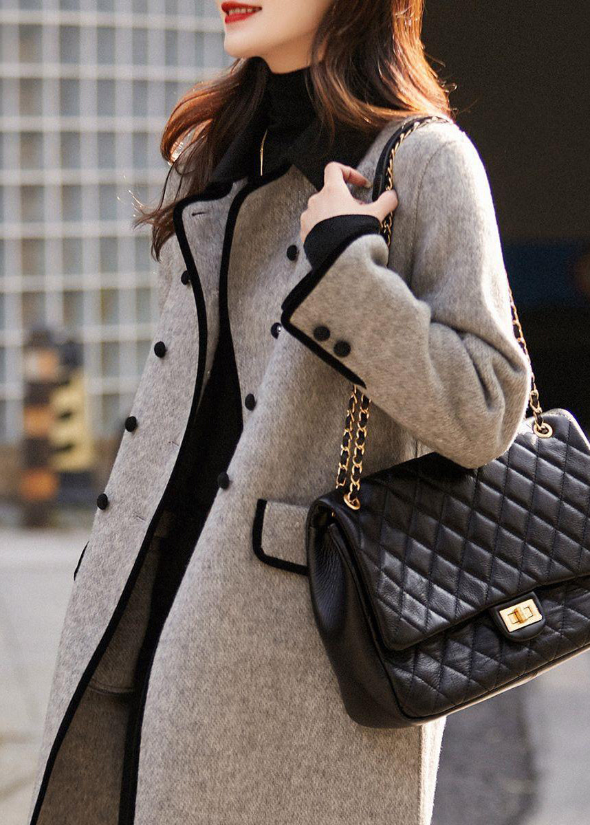 Kvinders Trench Coat Dobbeltbrystet Patchwork Stil