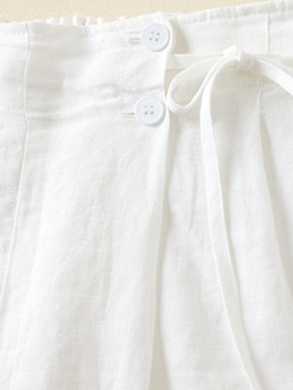 Damer Baggy Shorts Vævet Bomuld og Linned
