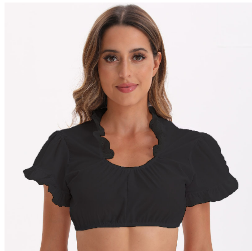 Damer Dirndlbluse Klassisk Design Bomuld